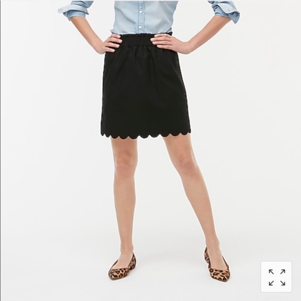 J Crew | Scalloped linen-cotton skirt in black Sz 10